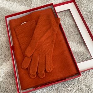 100% cashmere scarf and glove set. New.